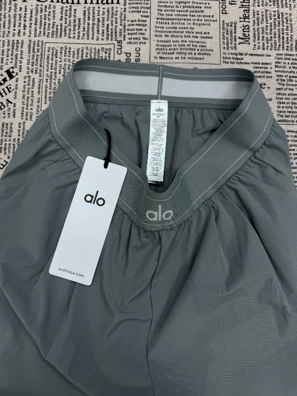 👉 NWT Alo Yoga Suit Up Pants Steel Grey Wide Leg Trousers 30